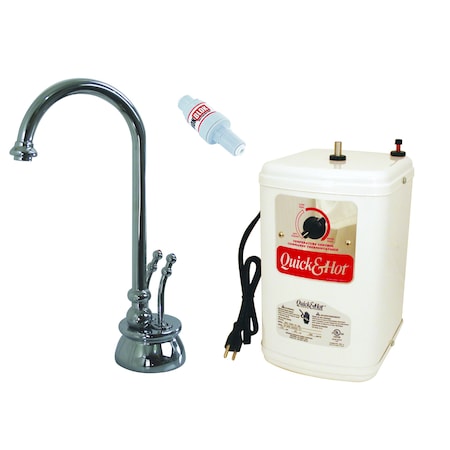 Westbrass Docalorah 2-Handle Hot Water Dispenser Faucet W/ Hot Water Tank in Polished Chrome D262HFP-26